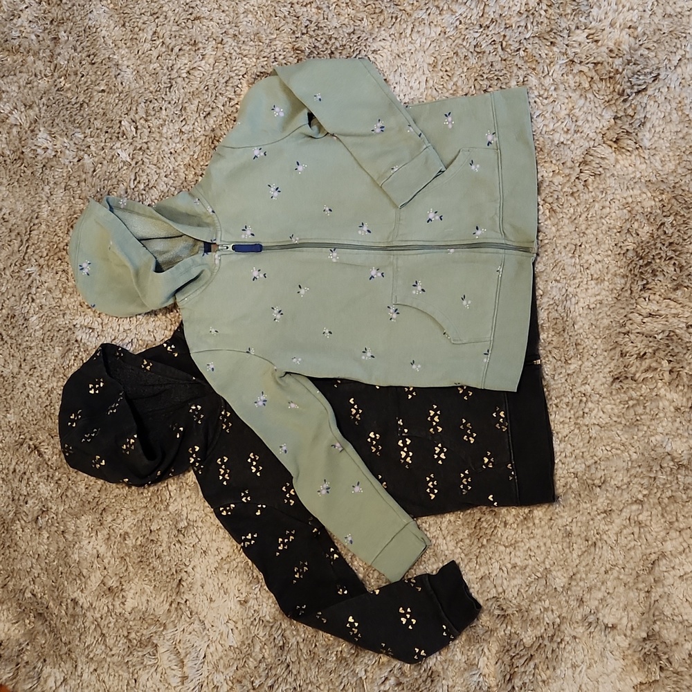 2 Cat & Jack zip-up hoodies, sz L 10-12